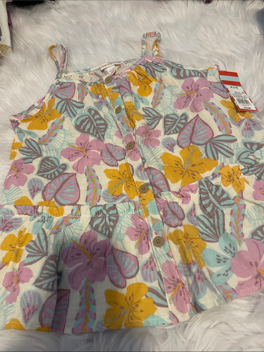Cat & Jack Floral Button-Front Camisole - Yellow, Pink, Teal, Gray on Cream